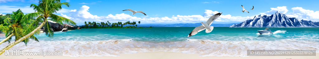 巨幅蓝天白云大海