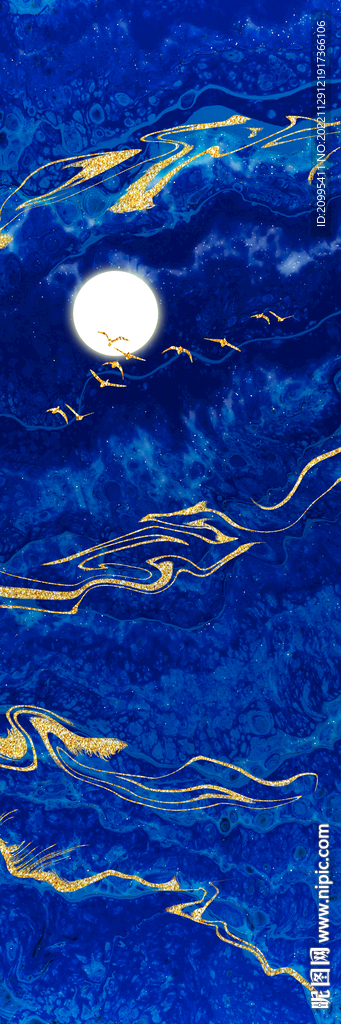 抽象肌理鎏金夜空印花