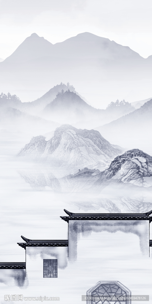 意境 人气玄关山水 TiF分层