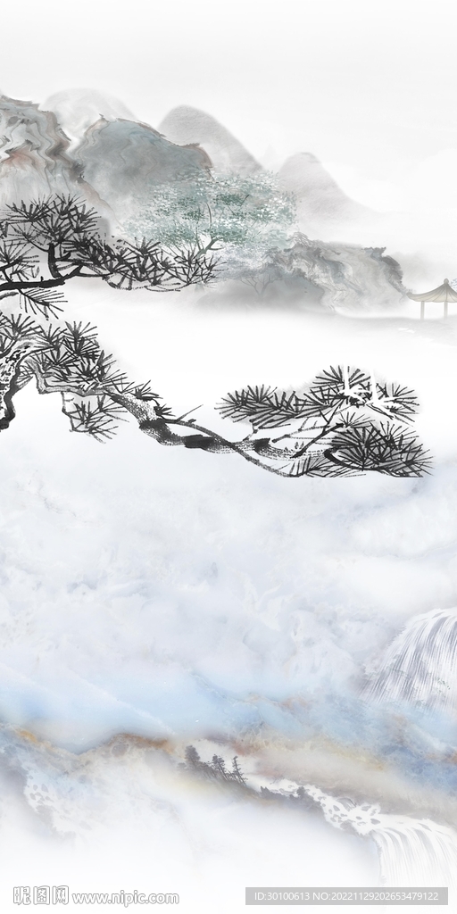 极简 人气玄关山水 TiF分层