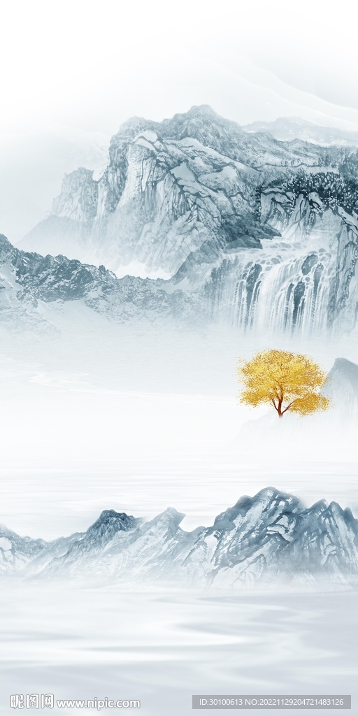 高档人气玄关山水 TiF分层