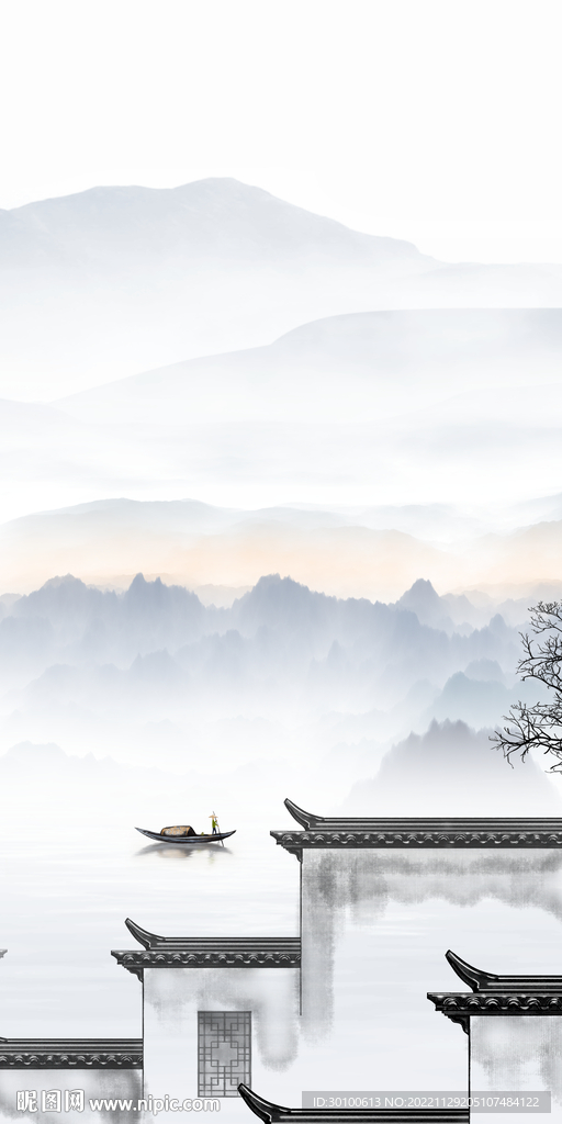 简约 人气玄关山水 TiF分层