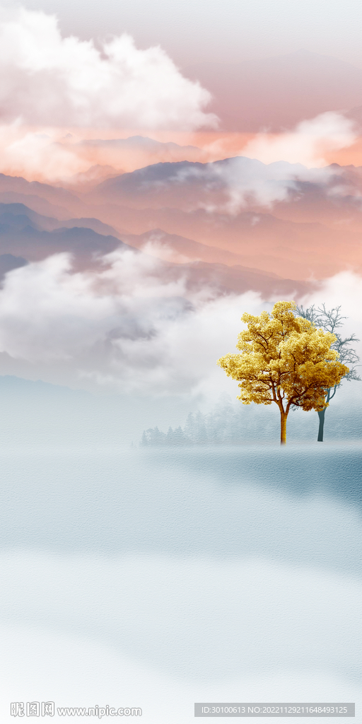 新款 高端玄关山水 tiF分层