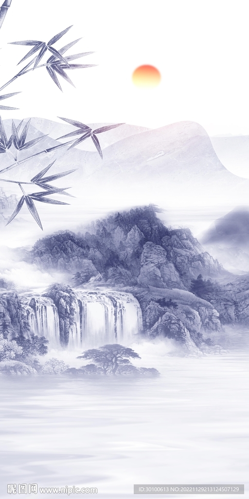 大气 高端玄关山水 tiF分层