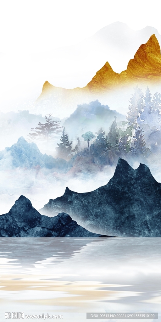 水墨 高端玄关山水 tiF分层