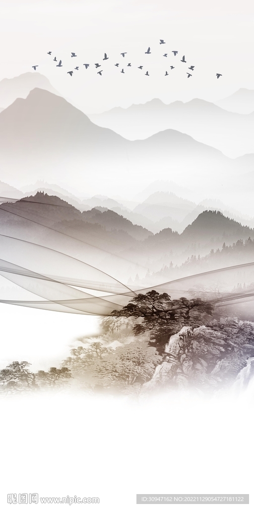 现代 中式玄关挂画 TiF分层