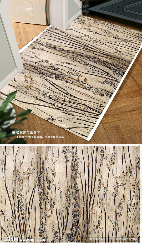 欧式复古轻奢花纹地垫地毯