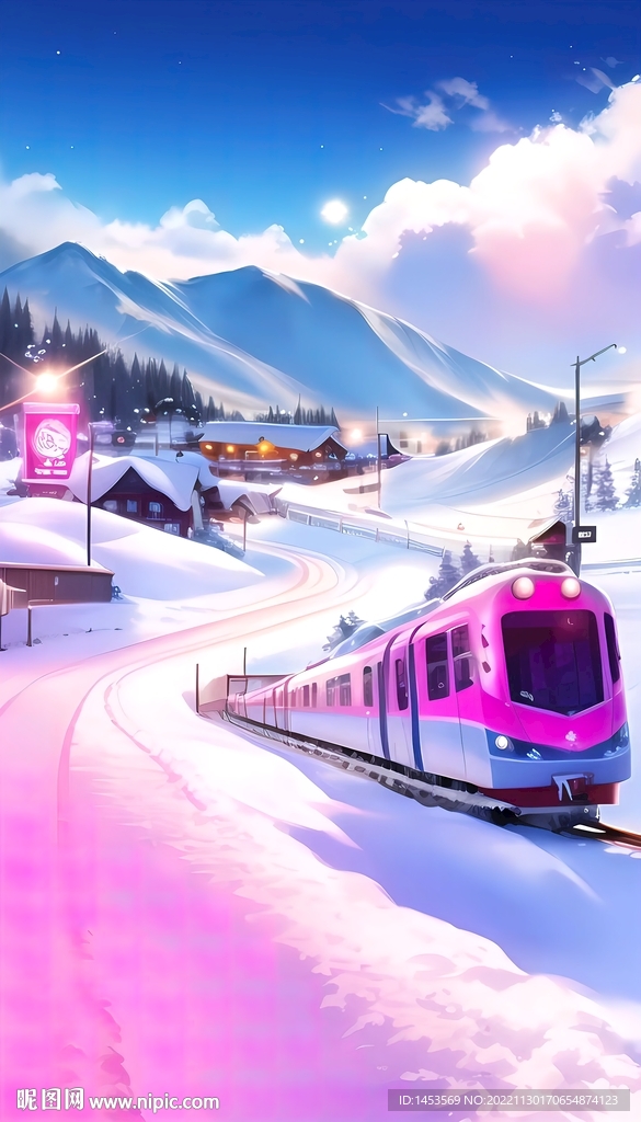 唯美雪景风景画