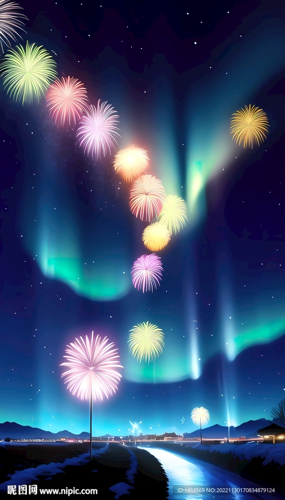 极光烟花地产背景