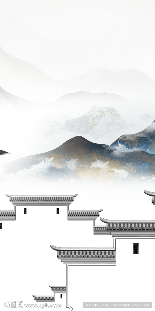 徽派 中式现代玄关 Tif分层