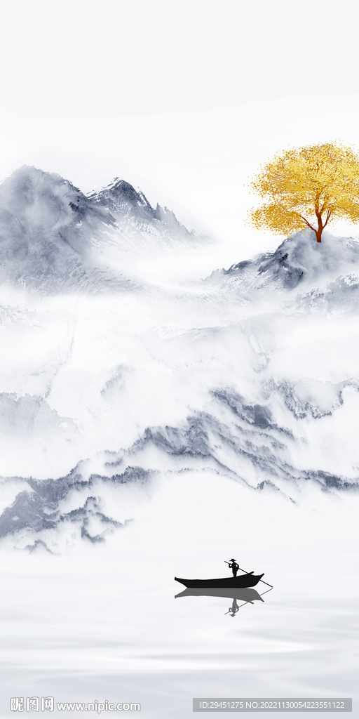 国画 中式现代玄关 Tif分层