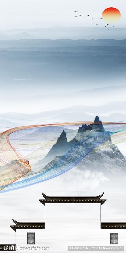 最新 中式现代玄关 Tif分层