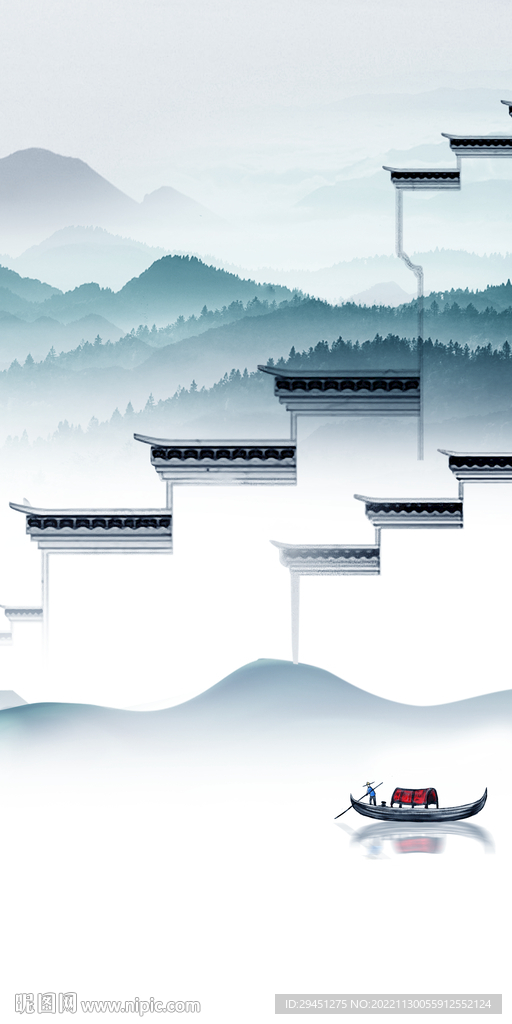 别墅 山水风景玄关 Tif分层