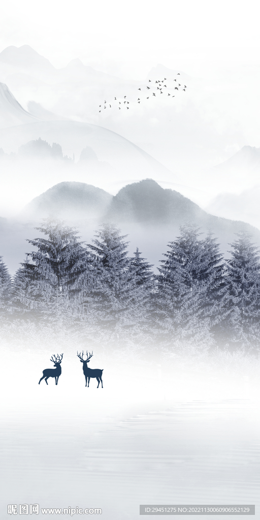 爆款 山水风景玄关 Tif分层