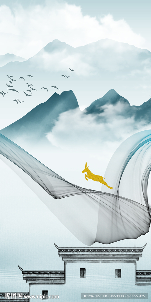 意境 山水风景玄关 Tif分层