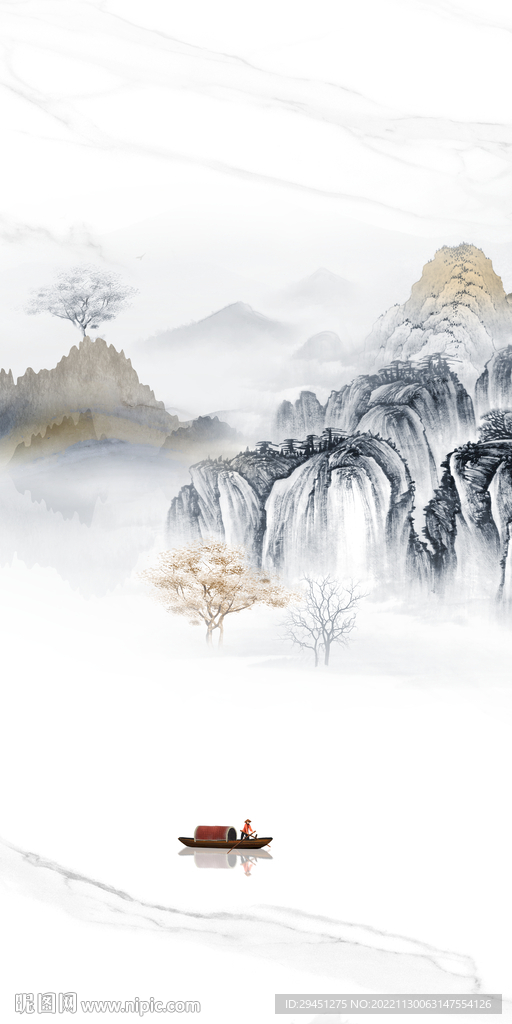 高档 山水风景玄关 Tif分层