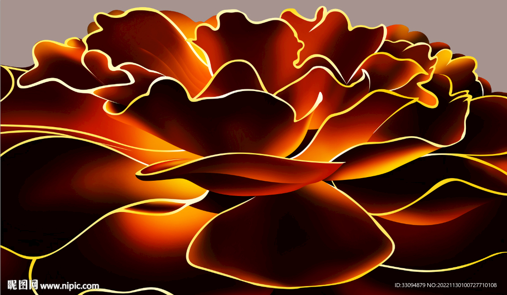 巨幅高清分层发光玫瑰花背景