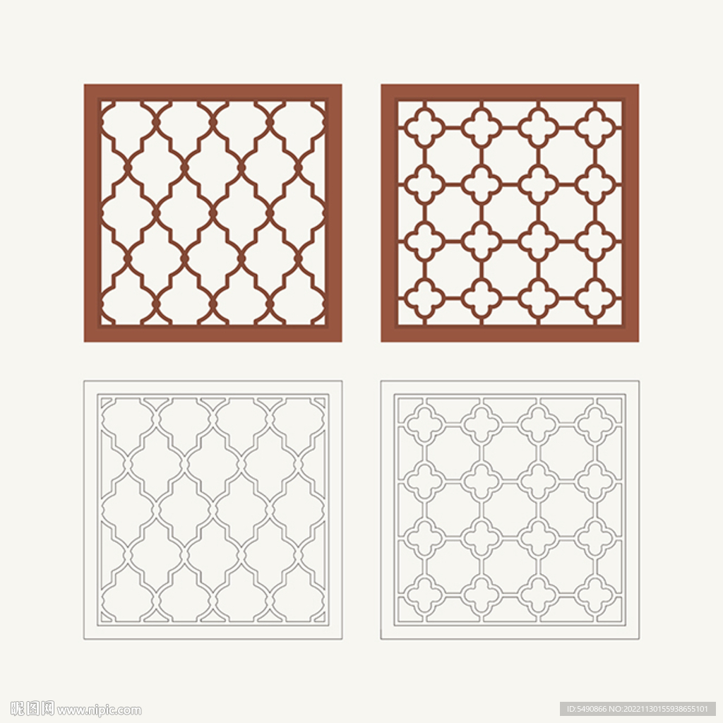 正方形窗花格 花窗 中式图案