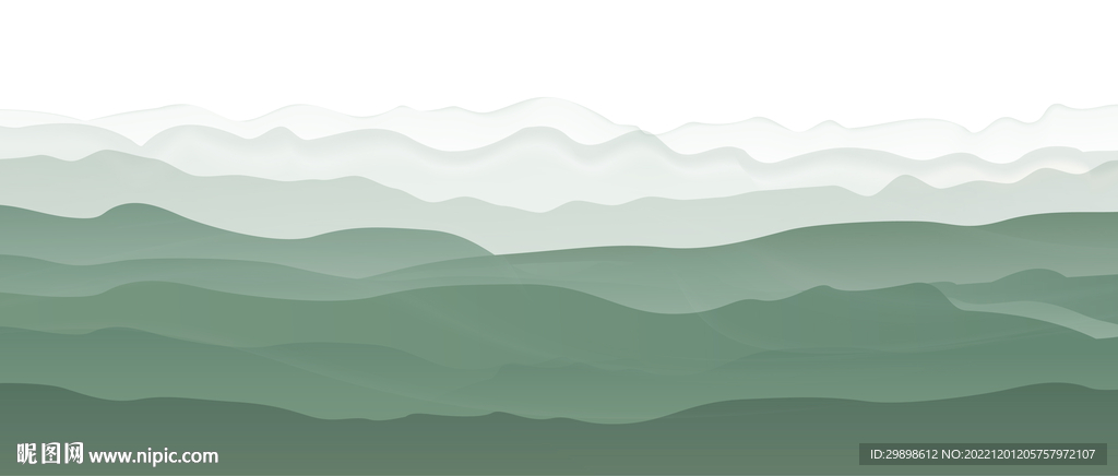 绿水青山水墨烟雾山水画