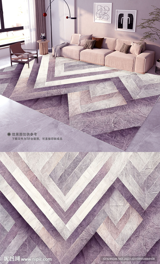 浅色简约图形地毯地垫图案设计