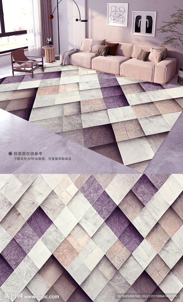 浅色简约图形地毯地垫图案设计