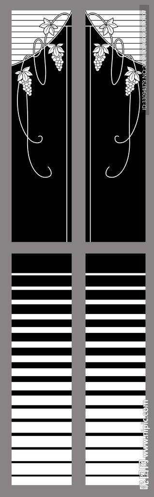 高清分层透明底白花平开门打印图