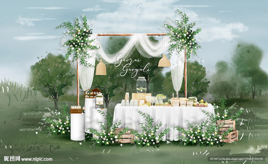 户外婚礼甜品区