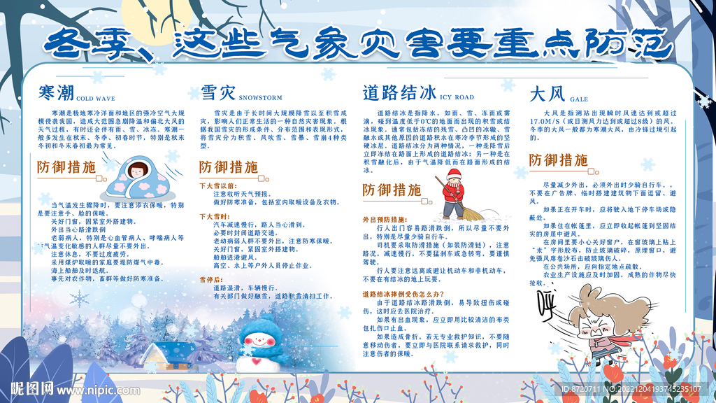 冬季气象灾害防范展板
