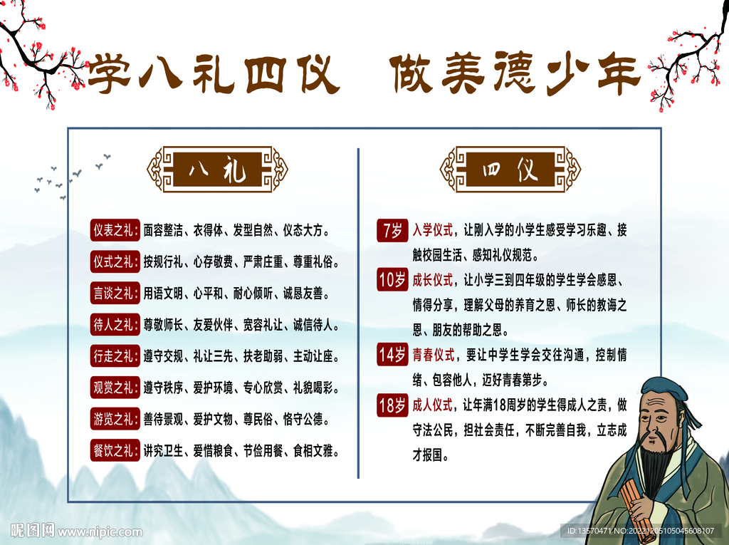 八礼四仪校园文化展板