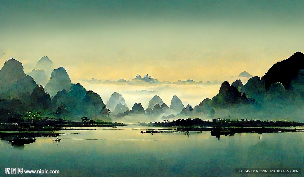 新中式山水艺术风景装饰画