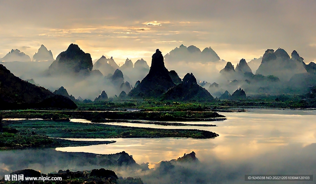 新中式山水艺术风景装饰画
