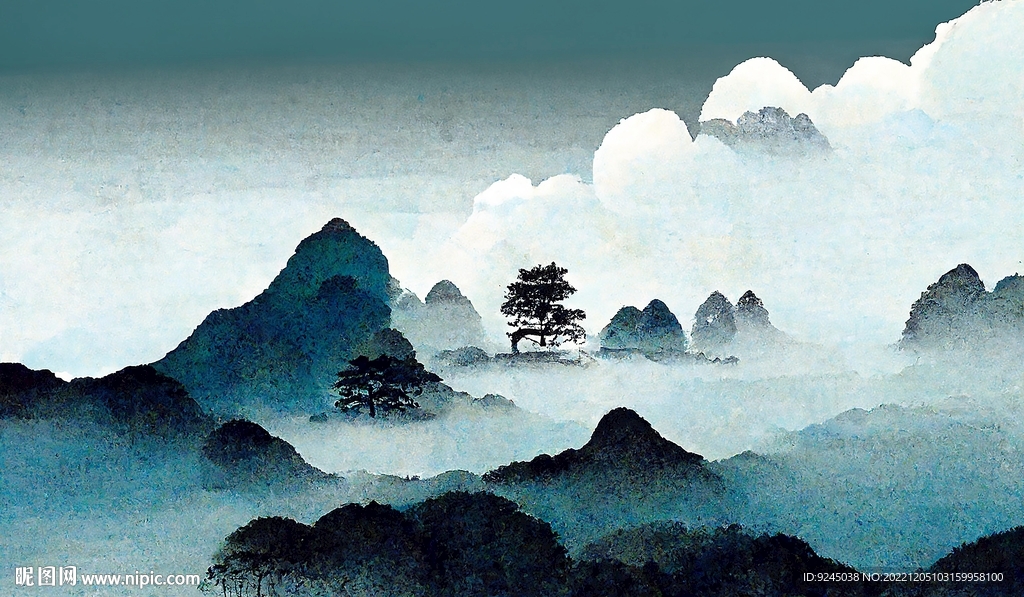 新中式现代轻奢禅意山水装饰画