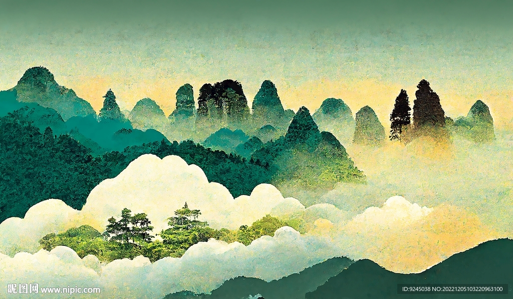 新中式现代轻奢禅意山水装饰画