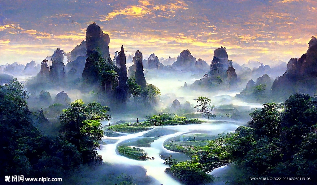 新中式现代轻奢禅意山水装饰画