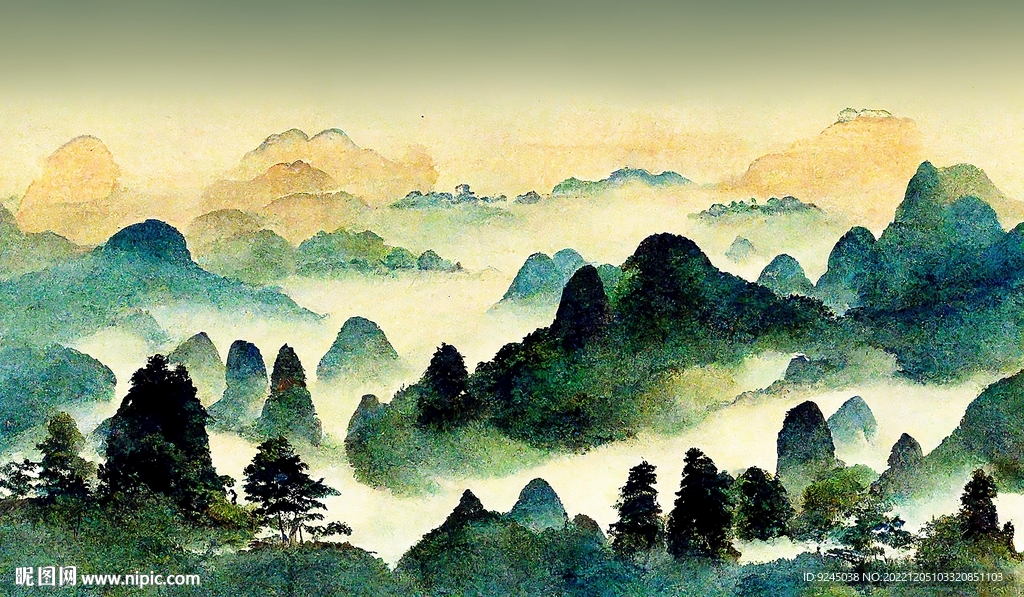 中国风现代创意山水装饰画