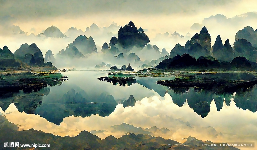 中国风现代创意山水装饰画