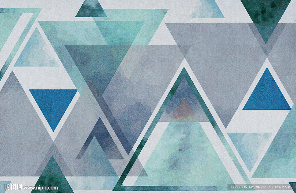 蓝色三角形图案地毯