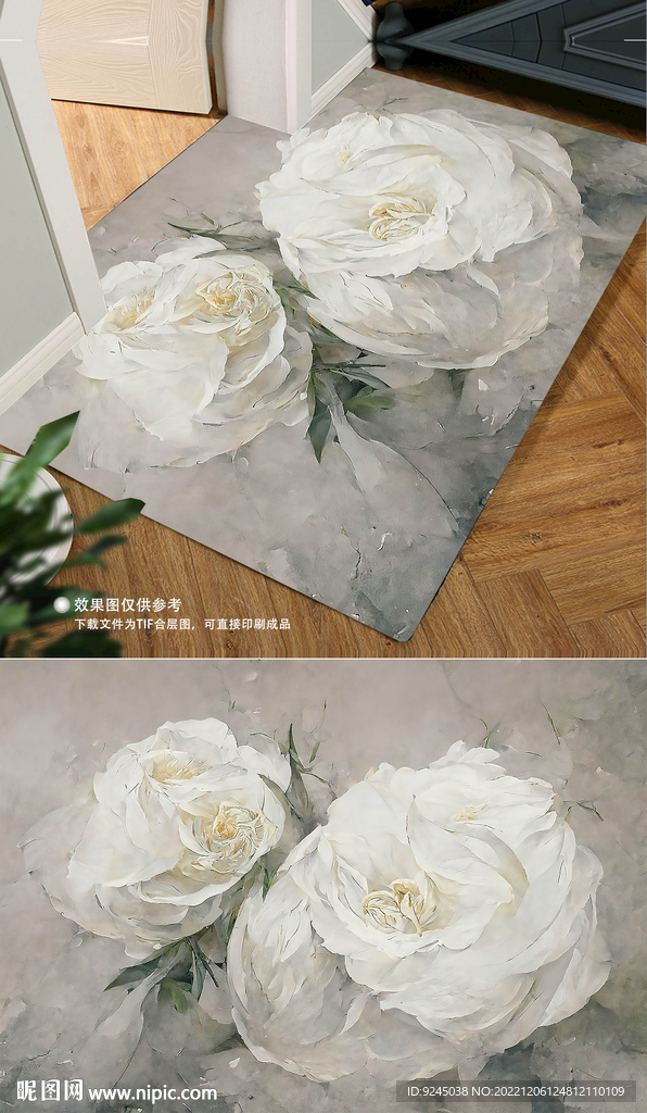 北欧浪漫清新玫瑰花朵地毯地垫