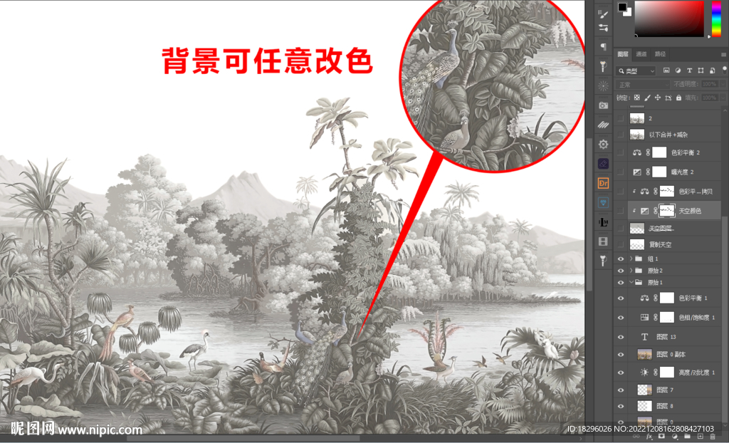 雨林油画 欧式雨林 欧式壁纸 