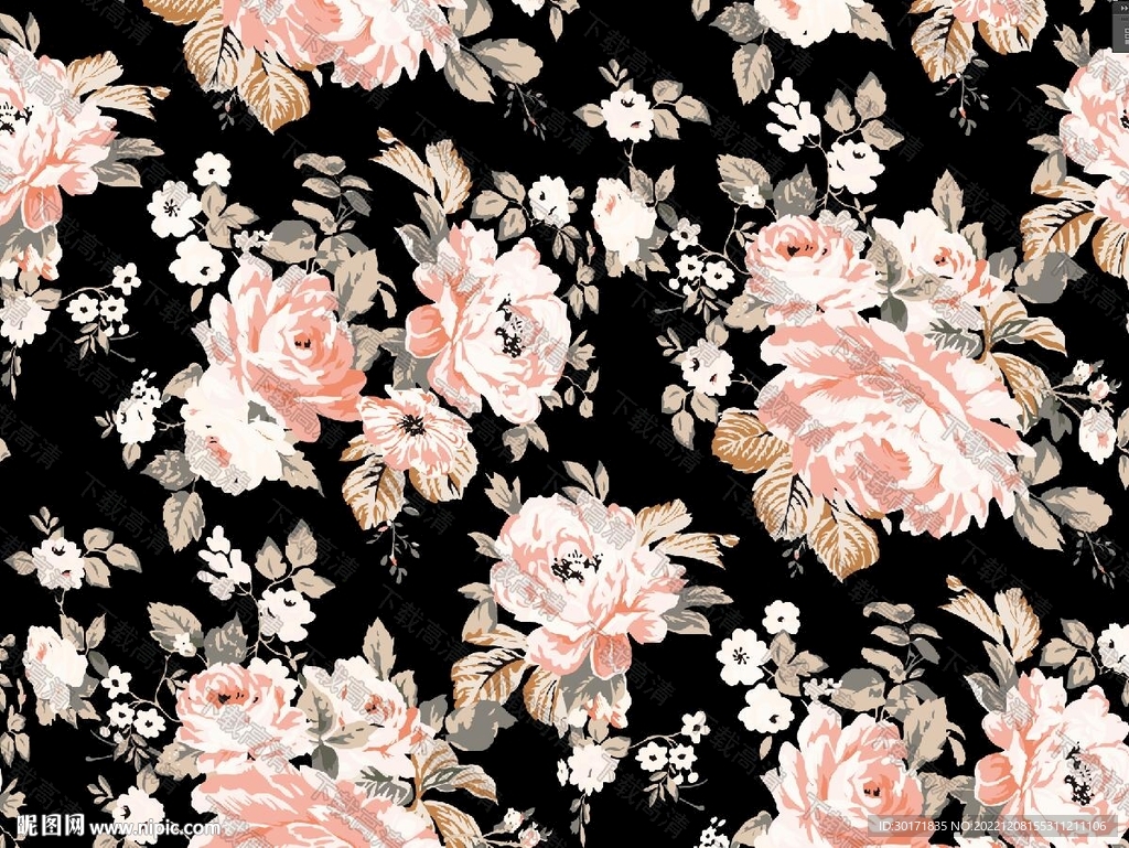 数码印花 玫瑰花 大牌