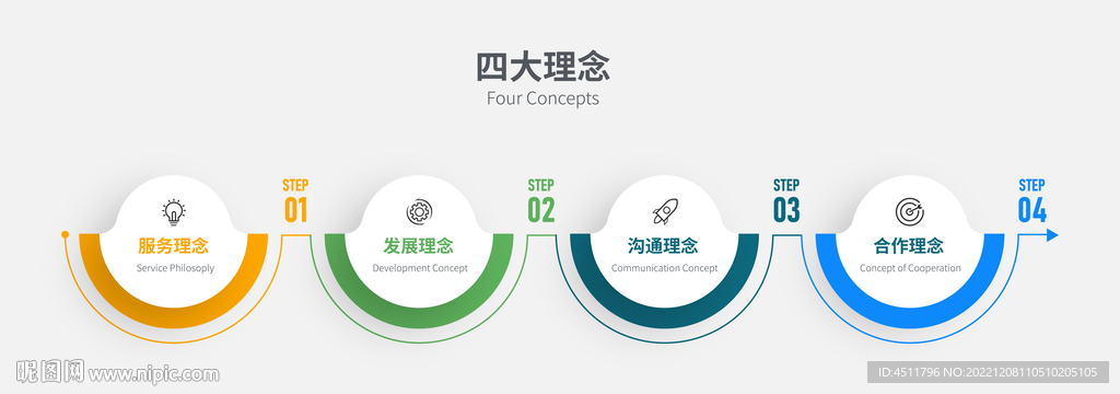 4个步骤逻辑数据信息图表