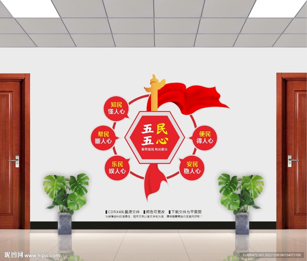 五民五心社区党建文化墙