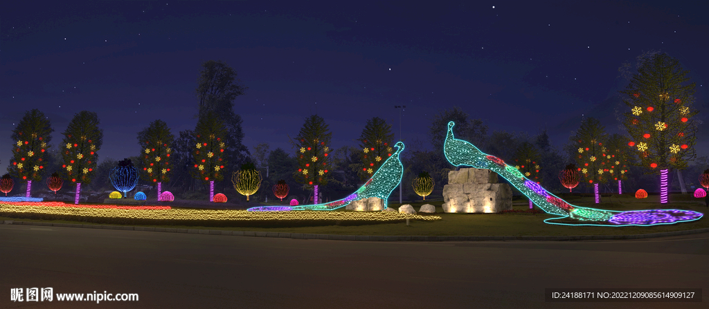 春节街道亮化 PSD分层效果 