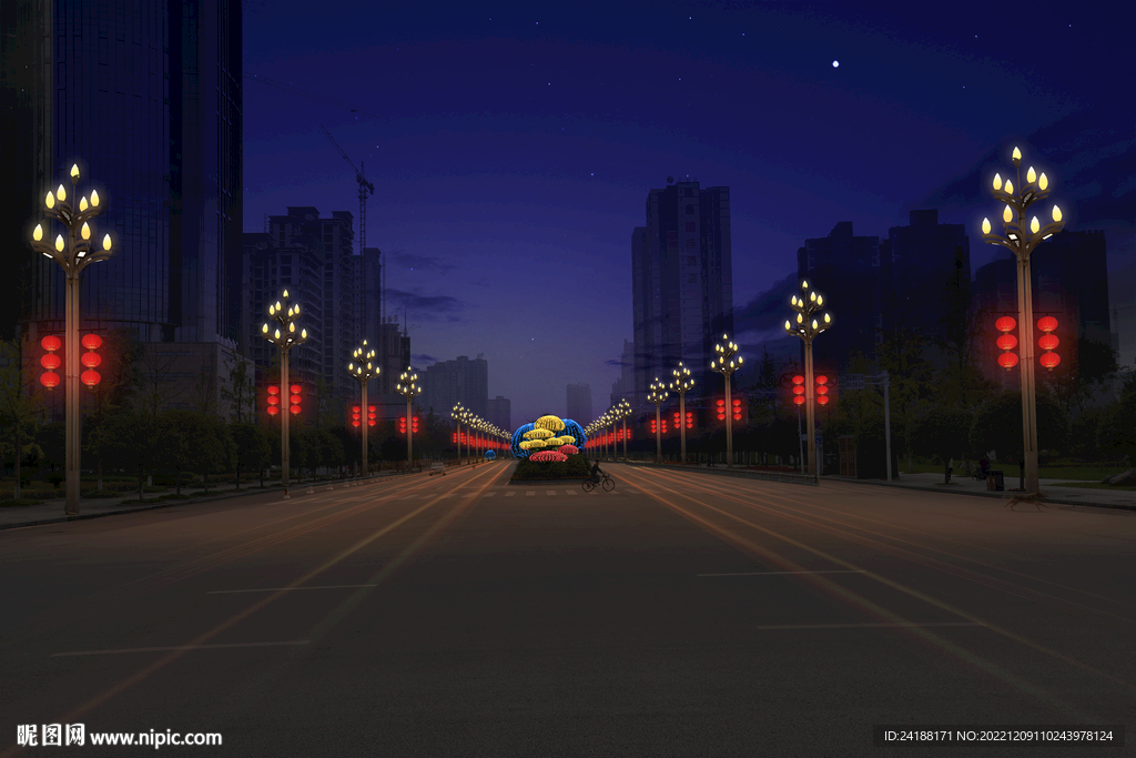 春节街道亮化PSD分层效果 