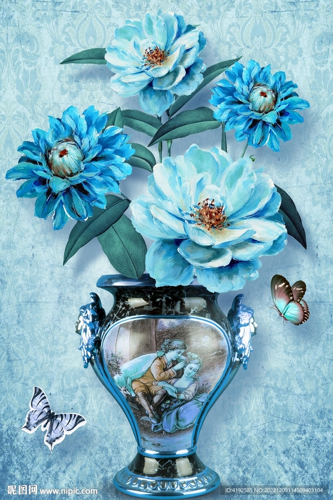 花瓶花卉复古装饰画