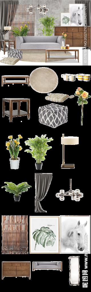 中式软装搭配 免抠图