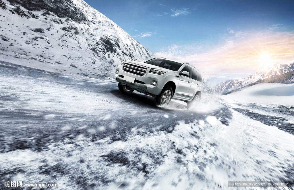 汽车雪地海报