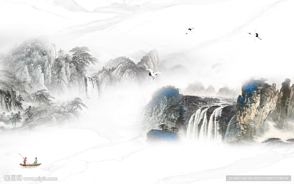 新品 爆款山水墙画 tif分层