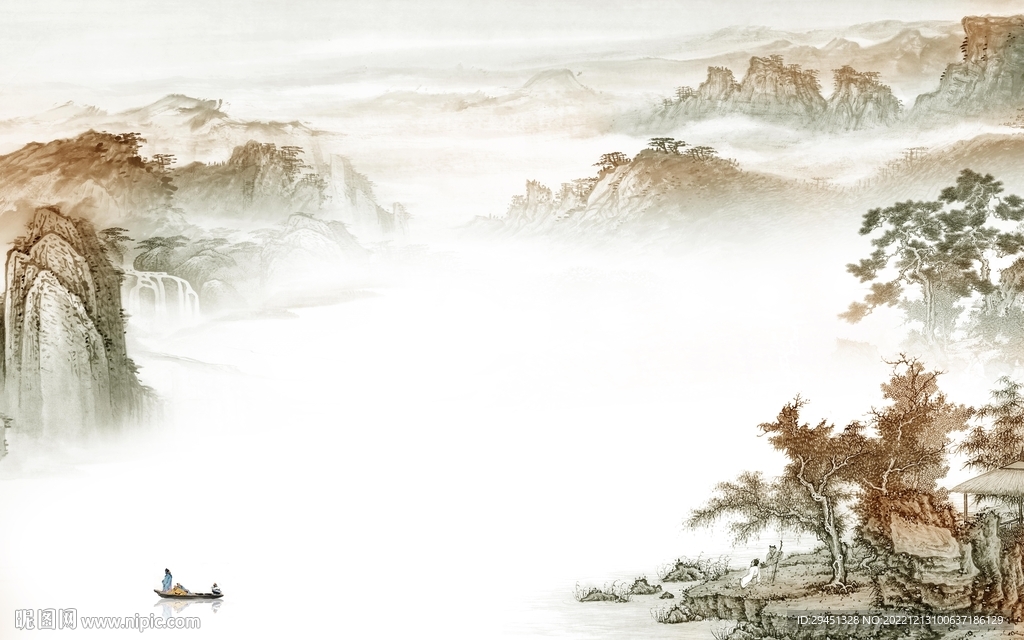 简约 爆款山水墙画 tif分层