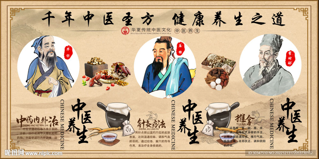 中医养生文化背景墙